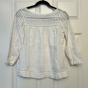 J. Crew Linen Eyelet Blouse 0